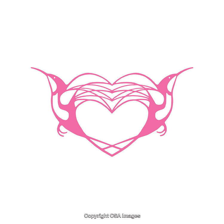 Pink Hummingbirds Forming a Heart-Shaped Elegant Design on White Background
