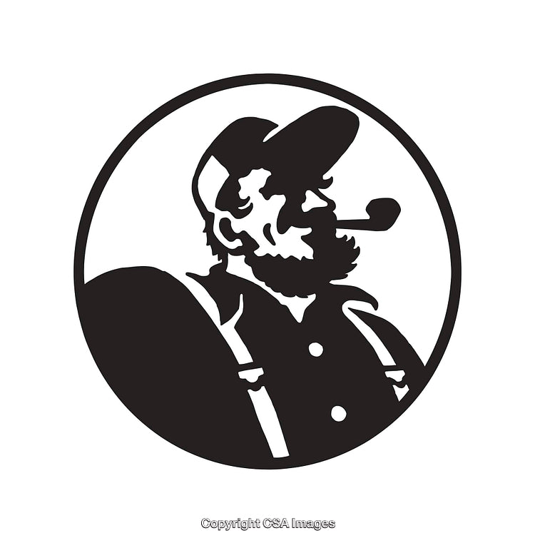 Retro Styled Black And White Sailor Logo With Pipe And Cap