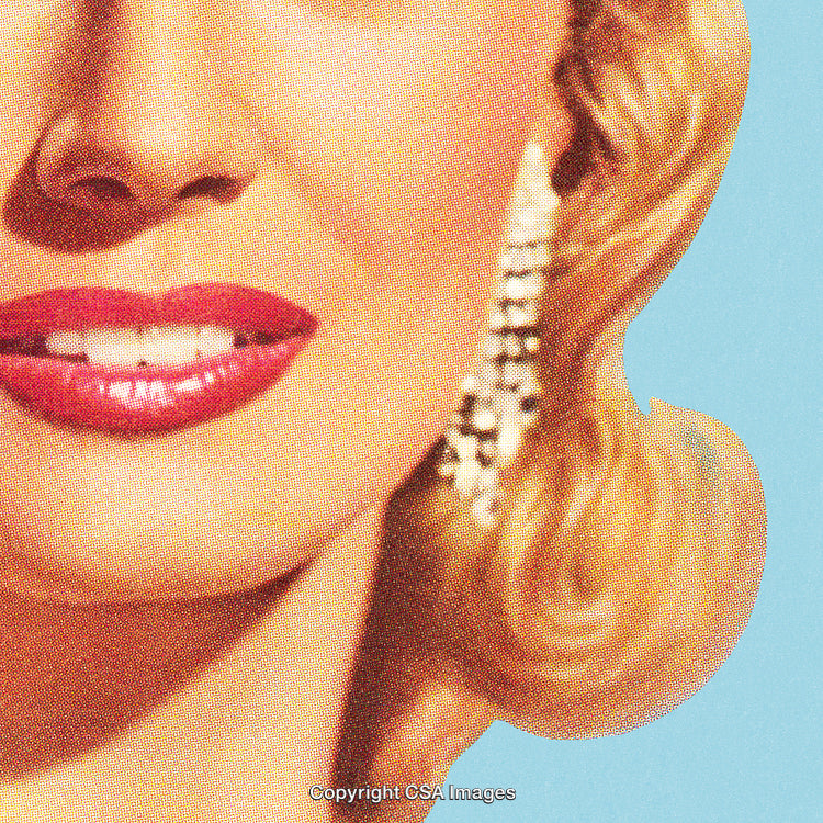 Close-Up Of Woman With Red Lips And Vintage Hairstyle