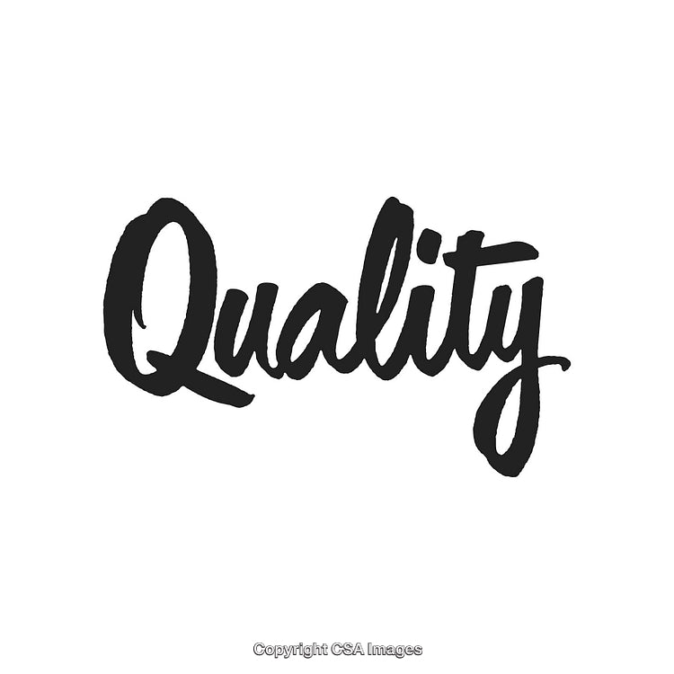 Handwritten Text 'Quality' in Bold Black Ink on White Background