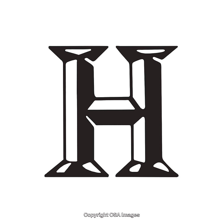 Stylized Uppercase Letter H Vector Icon Isolated on White Background