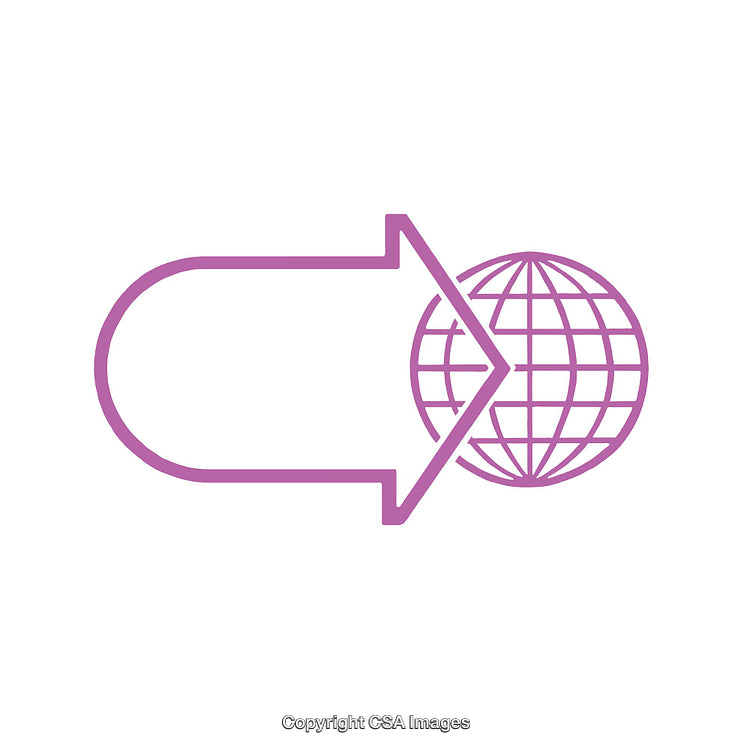 Arrow and Globe Icon Representing Global Communication and Connectivity