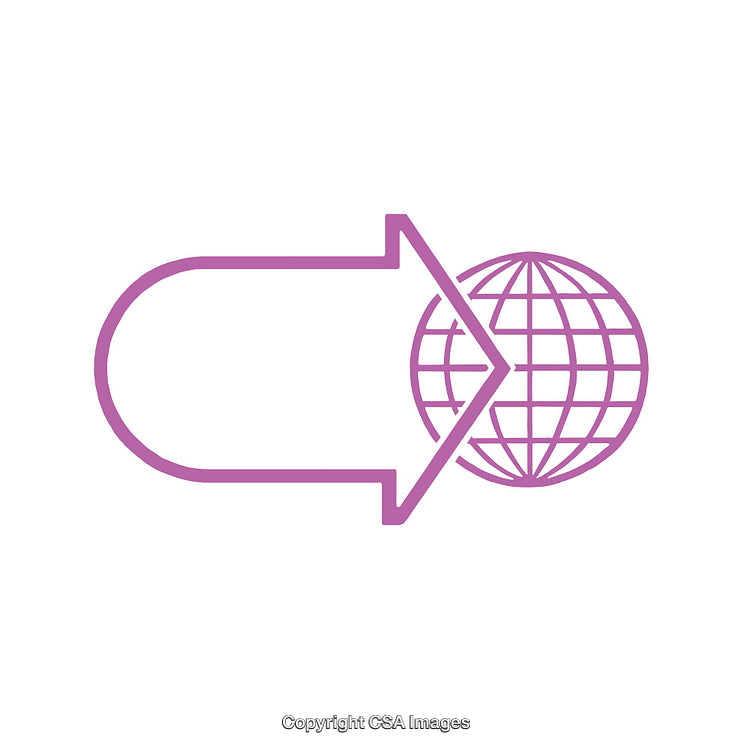 Arrow and Globe Icon Representing Global Communication and Connectivity