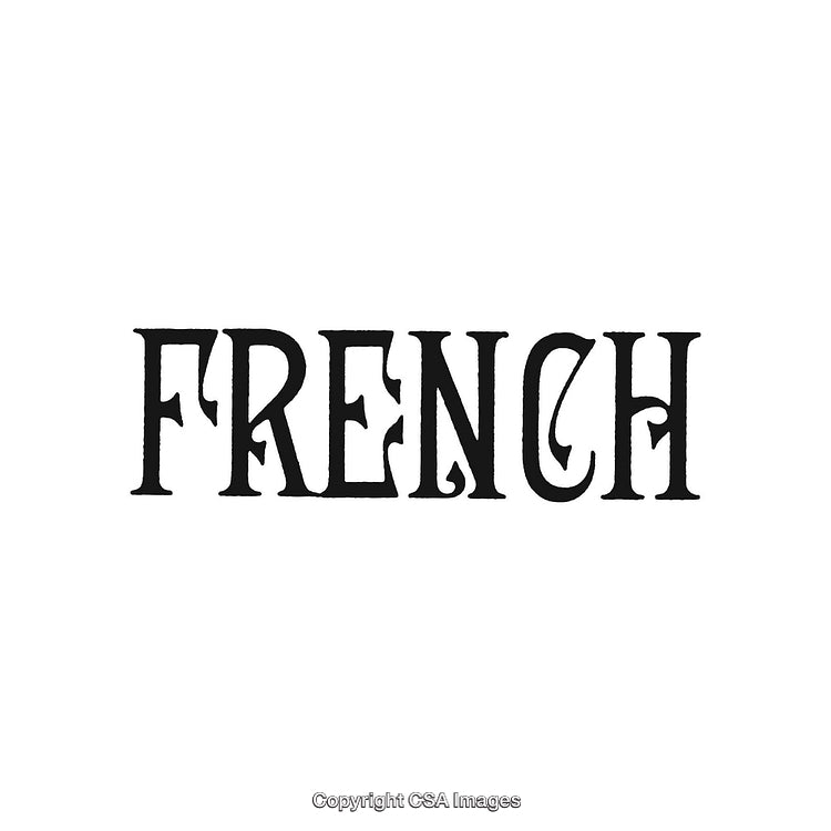 Elegant Black Typography of the Word French on White Background