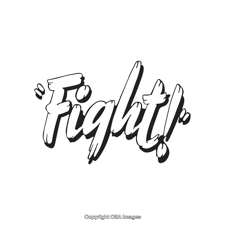 Dynamic Fight Text Design in Bold Black and White Typography