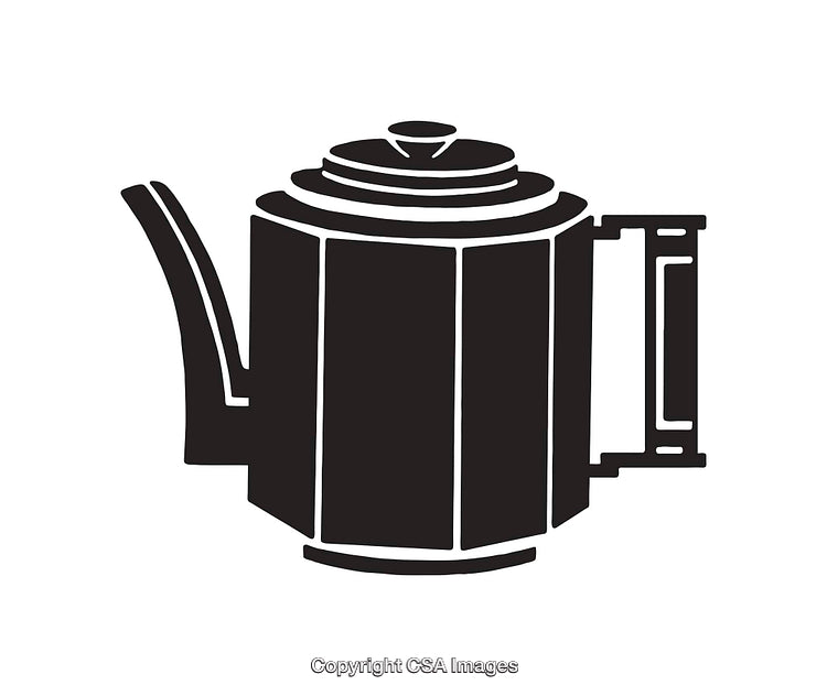 Black and White Line Art Illustration of a Stylish Coffee Pot