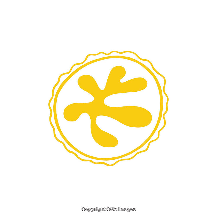 Abstract Yellow Splatter Design in Ring Outline on White Background