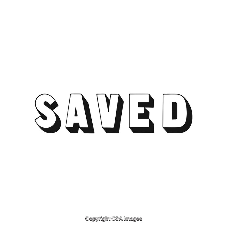 Bold Black and White Text Displaying the Word 'Saved' with a 3D Effect