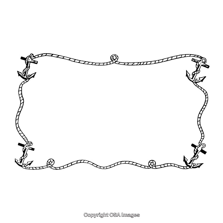 Nautical-Themed Black And White Rope And Anchor Border Design