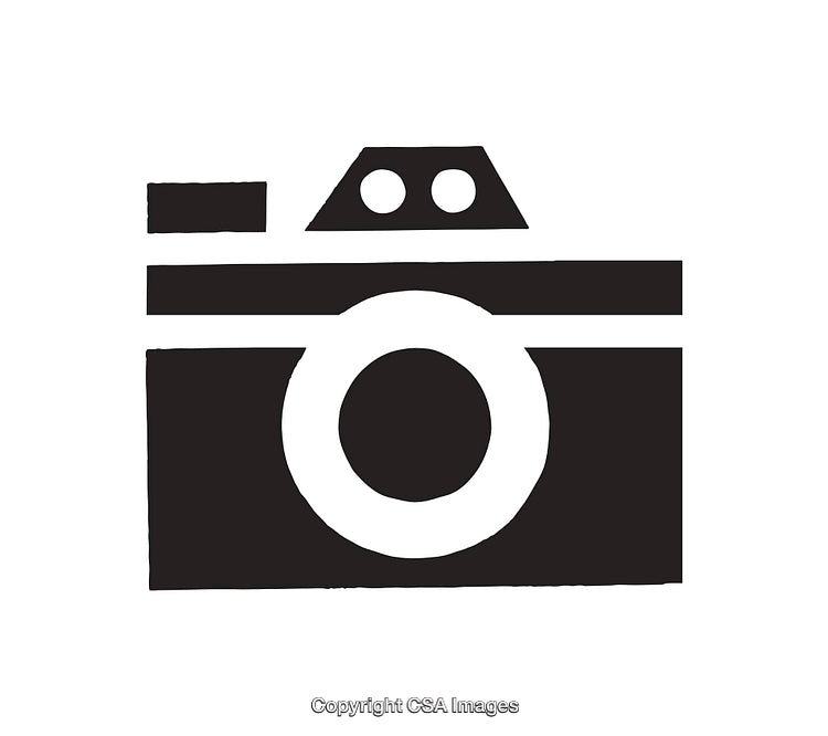 Black and White Icon Depicting a Simple Retro Camera Illustration