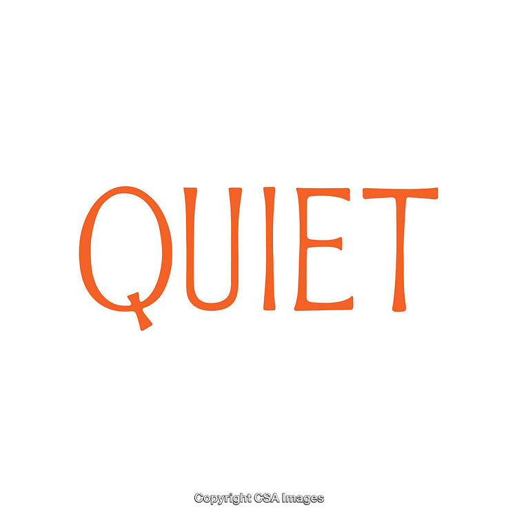 Simple Orange Text Displaying the Word 'Quiet' on a White Background
