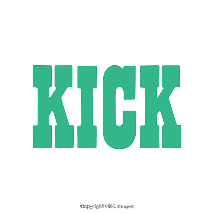 Bold Green Text Featuring the Word Kick on a White Background