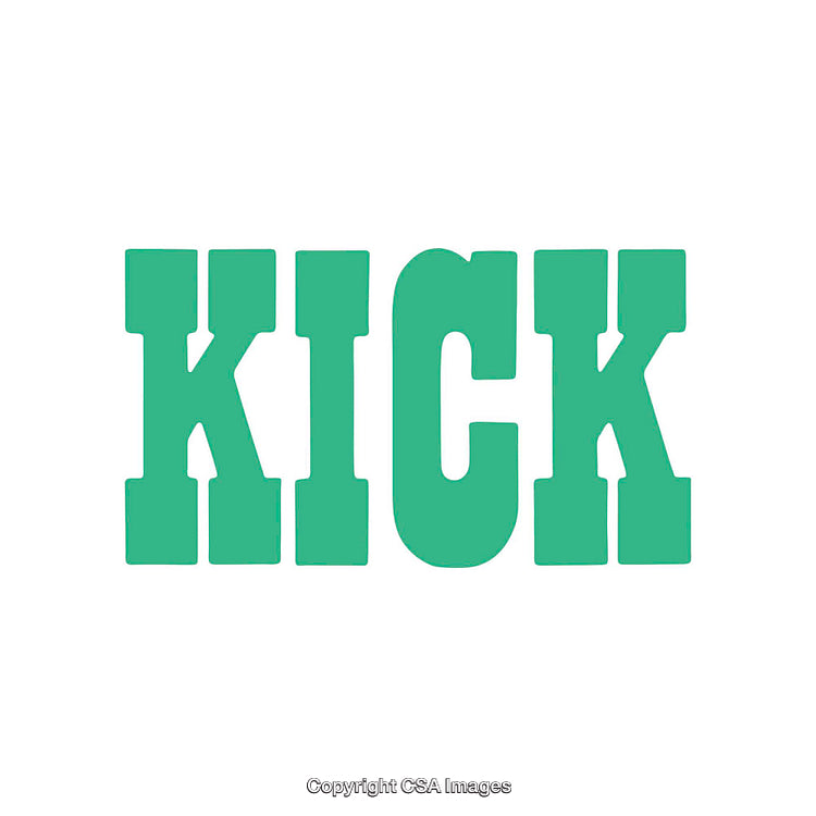Bold Green Text Featuring the Word Kick on a White Background