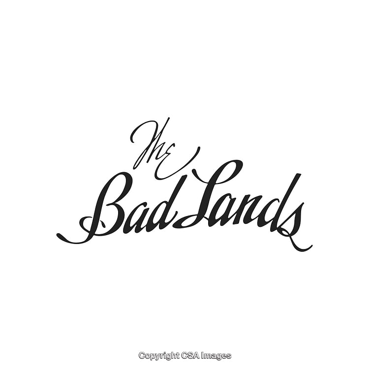 Elegant Calligraphic Typography of The Bad Lands in Black on White