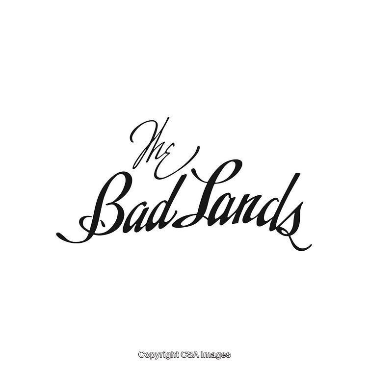 Elegant Calligraphic Typography of The Bad Lands in Black on White