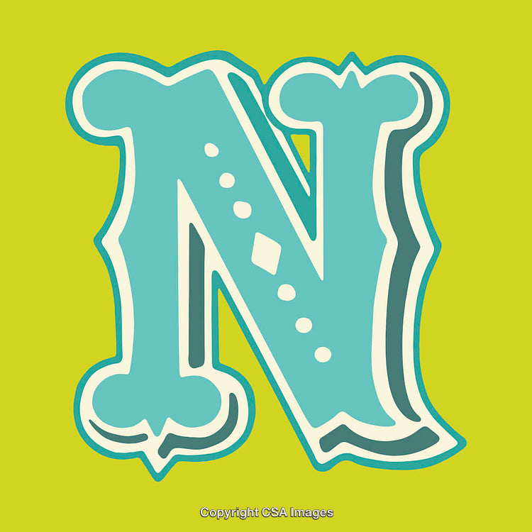 Bright Decorative Letter N With Retro Font Style on Vibrant Background