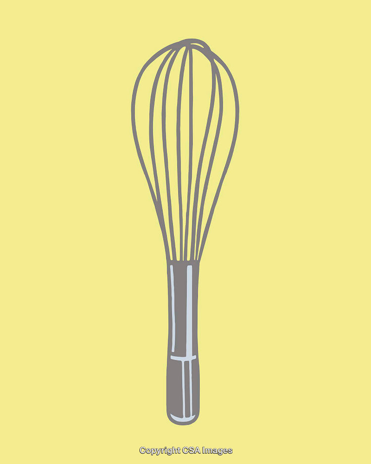 Minimalistic Line Art Illustration of a Whisk with Yellow Background