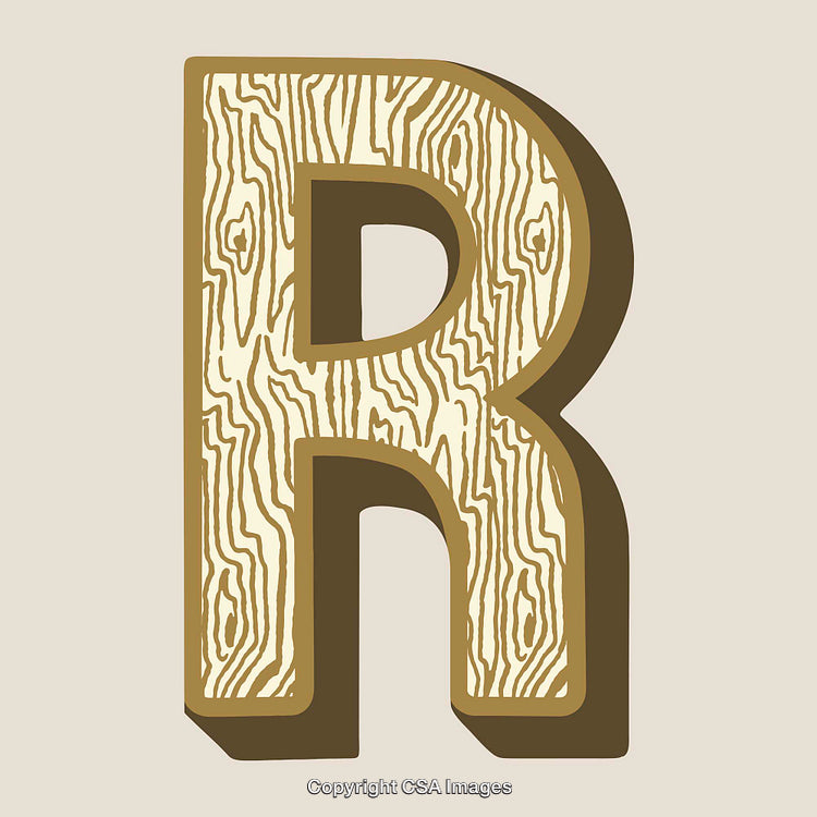 Stylized Letter R with a Wooden Texture Design