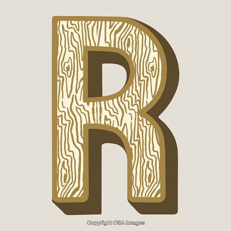 Stylized Letter R with a Wooden Texture Design