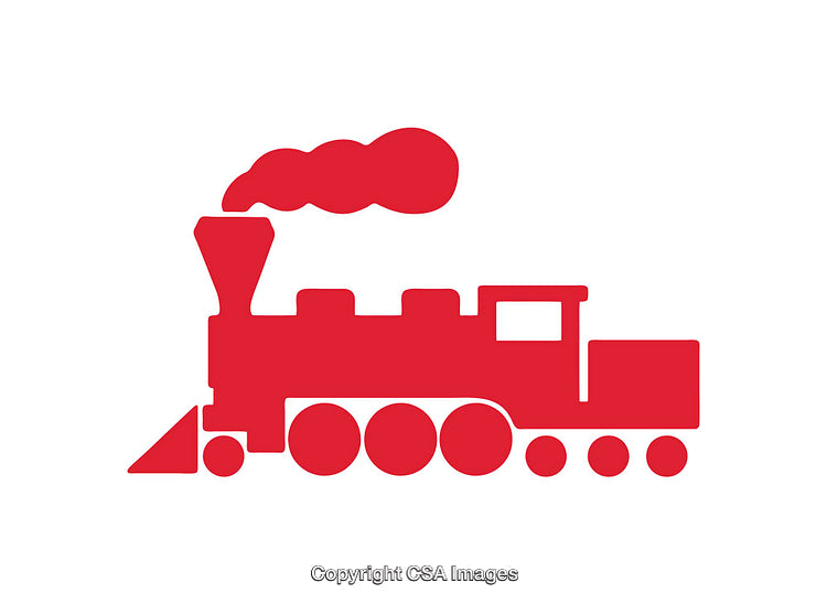 Red Icon of a Train with a Retro Design and Steam Puff