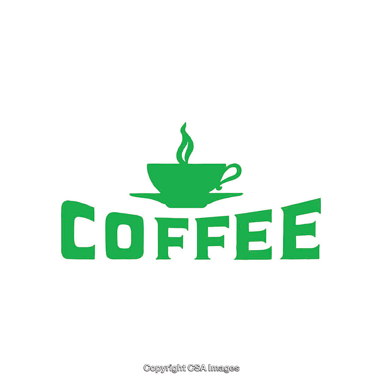 Stylish Green Coffee Cup Design with Bold Text Illustration