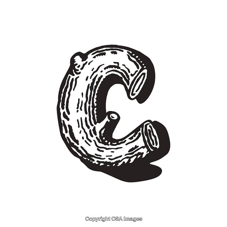 Hand-Drawn Illustration of the Letter C in Monochrome Style