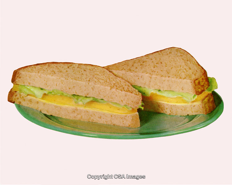 Retro Style Egg Salad Sandwich on a Green Plate