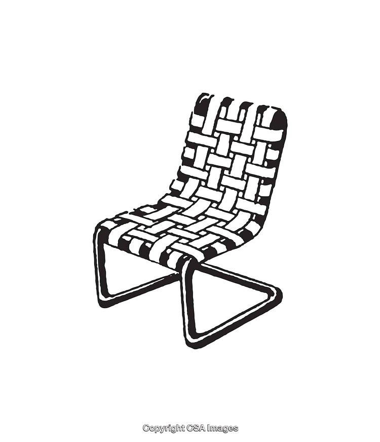 Black and White Illustration of a Stylish Woven Pattern Chair