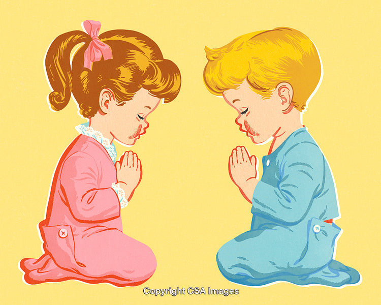 Illustration of Children Praying Together in Morning Devotion