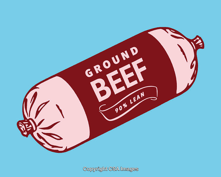 Illustrated Packaged Ground Beef in Minimalist Graphic Style