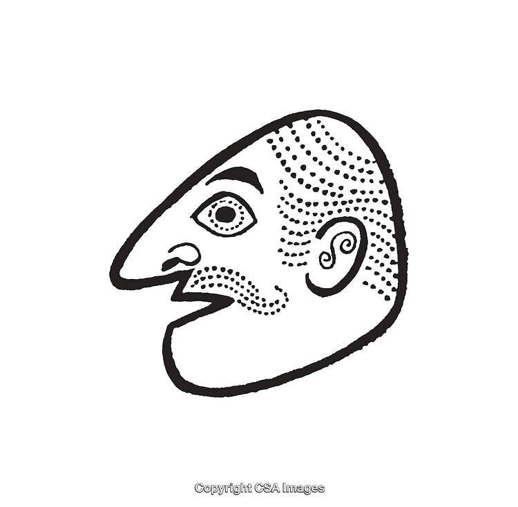 Whimsical Black and White Line Art of Stylized Human Face