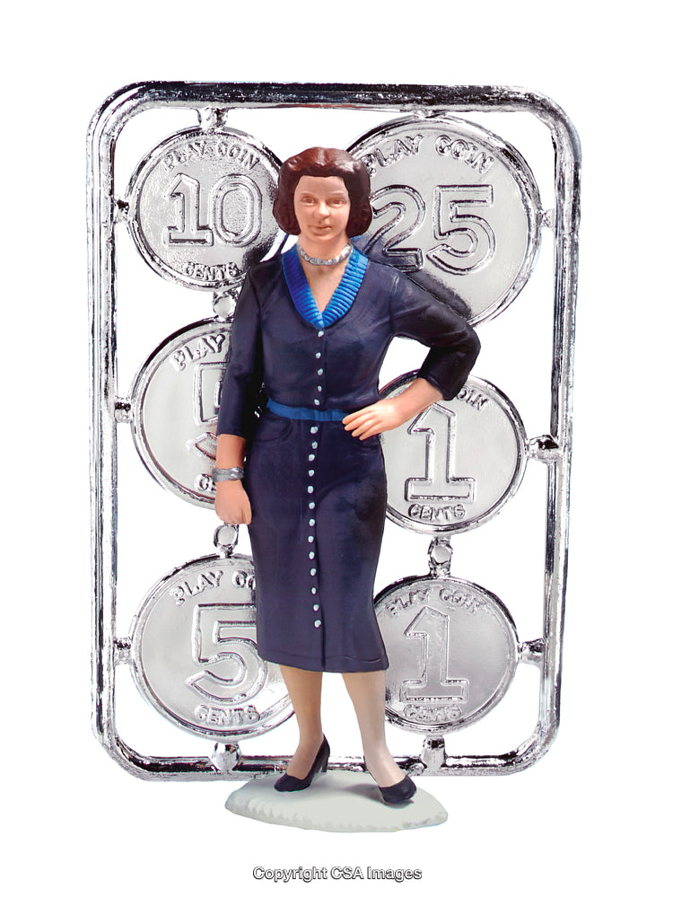 Plastic Figurine Woman and Play Coins Artistic Display