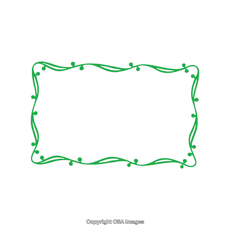 Green Decorative Frame With Curved Line Pattern on White Background