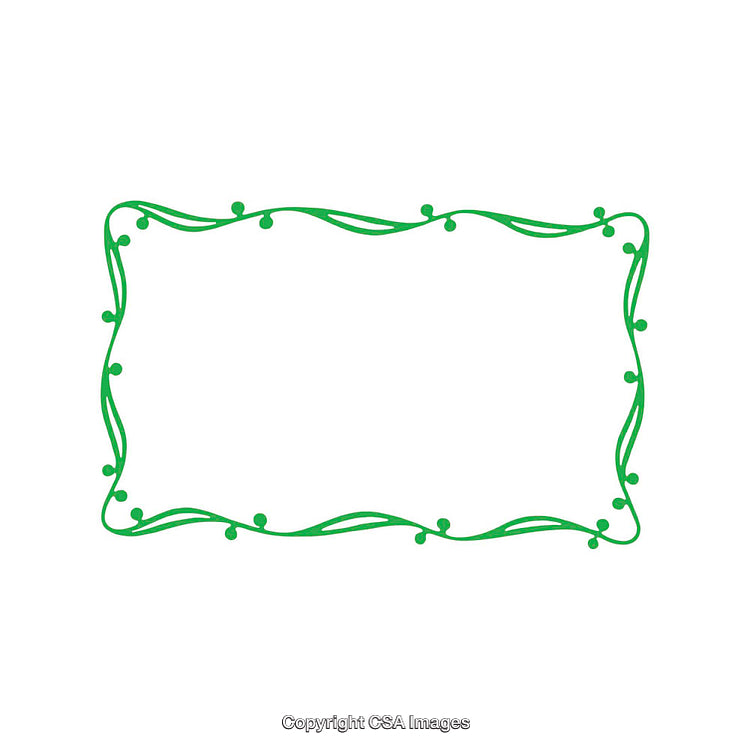 Green Decorative Frame With Curved Line Pattern on White Background