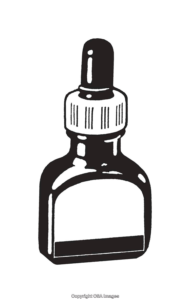 Black And White Line Art Illustration of a Dropper Bottle