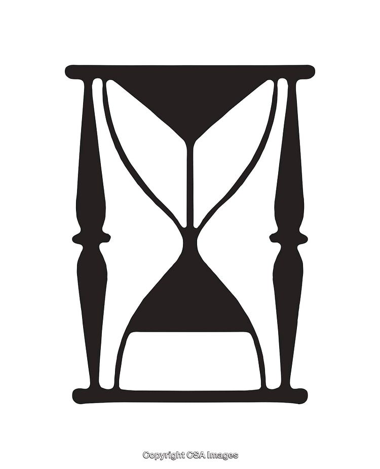 Abstract Black and White Hourglass-Inspired Art with Geometric Elements