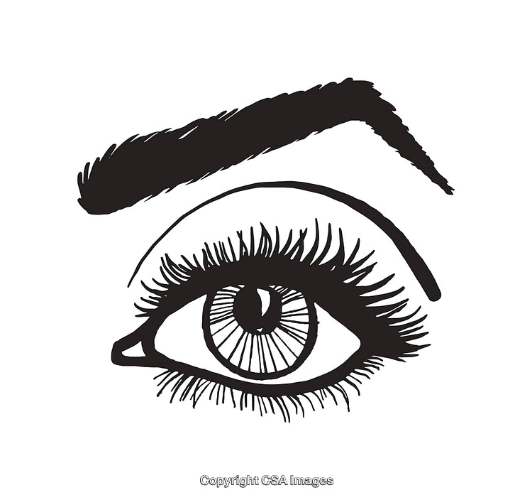 Black and White Line Art Illustration of an Artistic Eye
