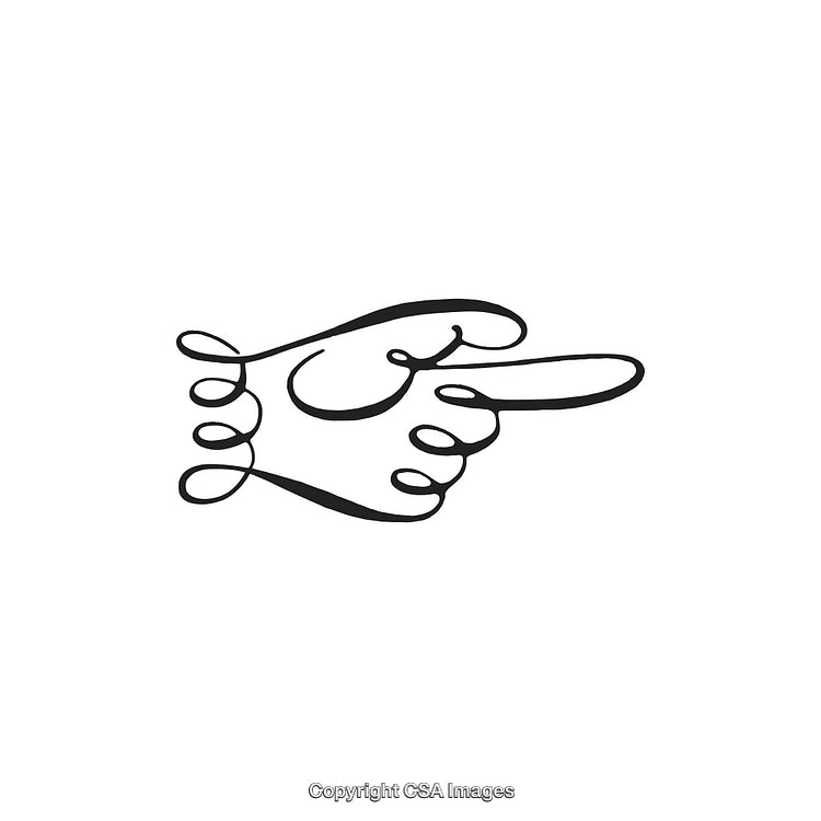 Decorative Hand Illustration Featuring Artistic Finger Gesture in Black and White