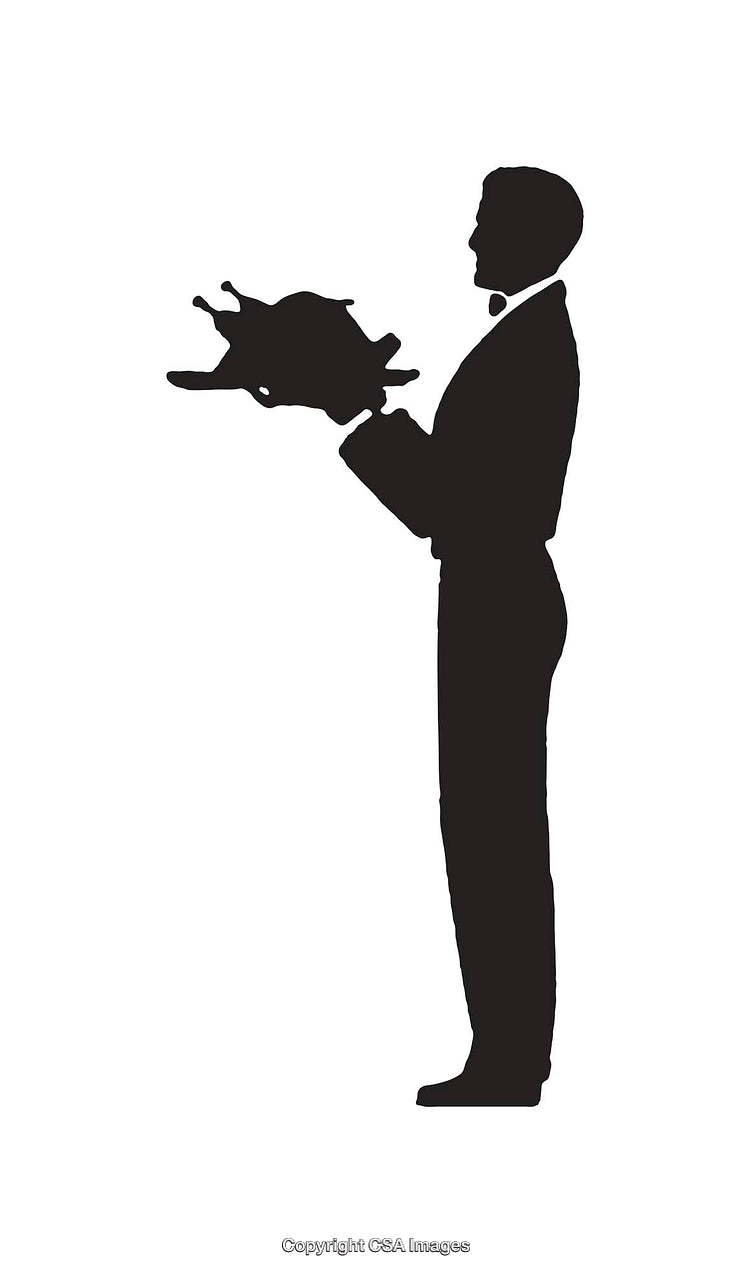 Silhouette of Waiter Carrying a Roasted Turkey on a Serving Tray