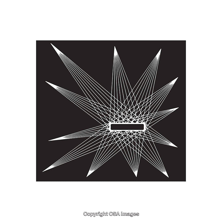 Geometric Black And White Abstract Line Art Design with Star Shapes