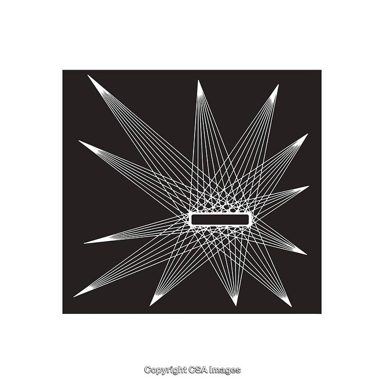 Geometric Black And White Abstract Line Art Design with Star Shapes