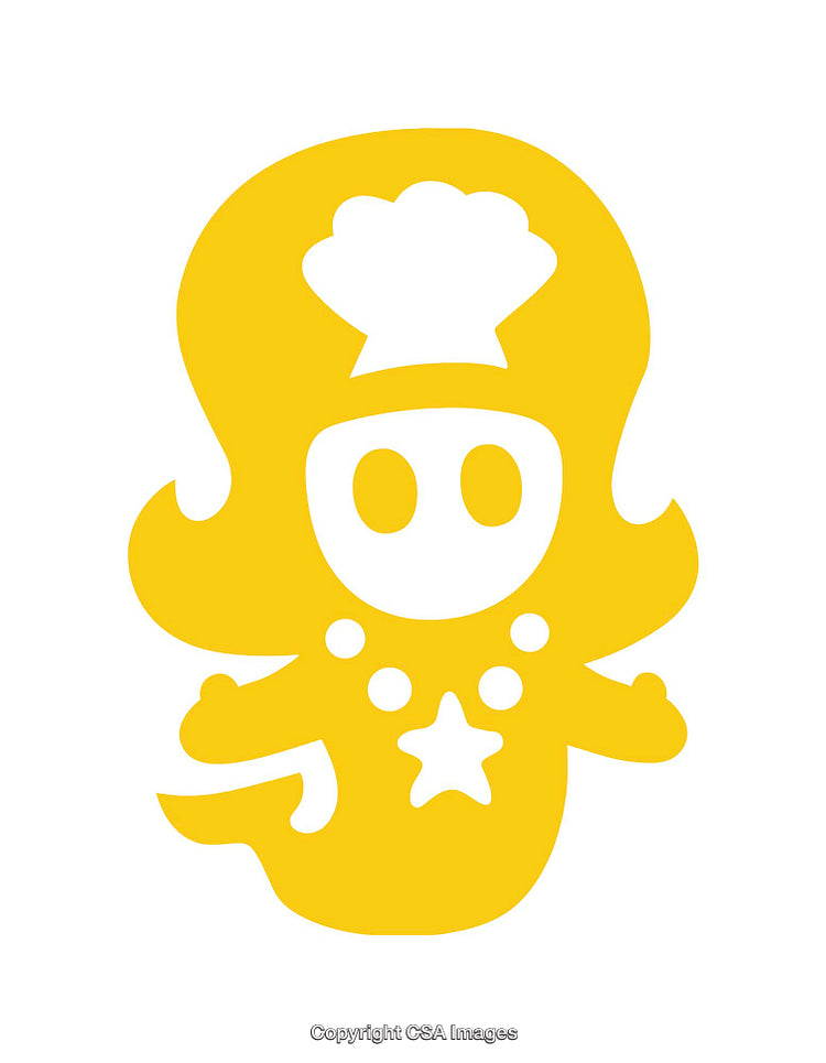 Yellow Playful Ghost-Like Icon with Cute Star and Chef Hat