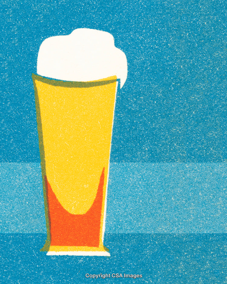 Illustration of a Refreshing Beer Glass Against a Blue Background