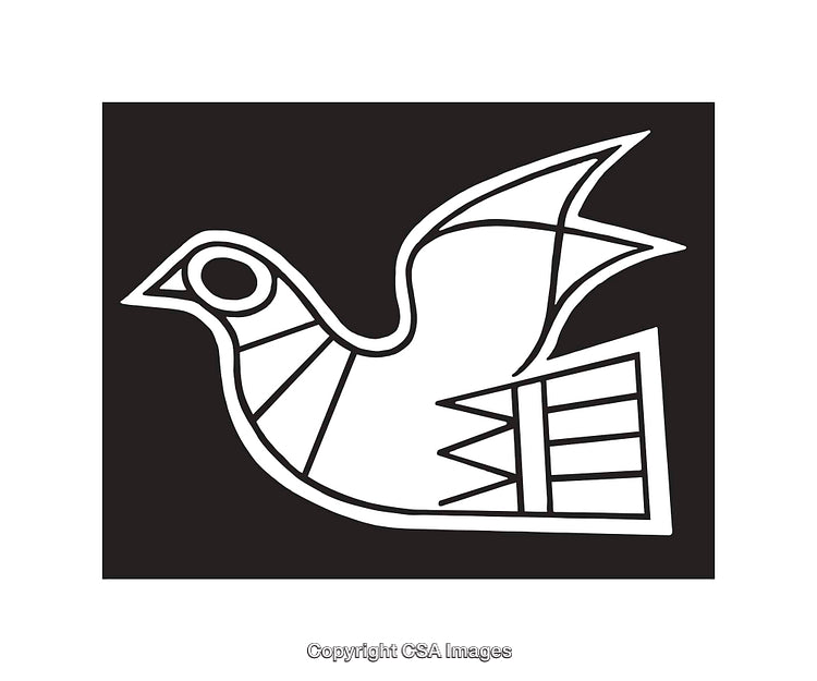 Line Art Illustration of Stylized Bird in Black and White Design