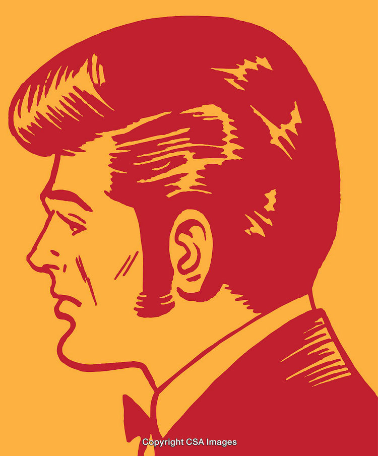 Pop Art Illustration of a Man's Side Profile in Bold Colors