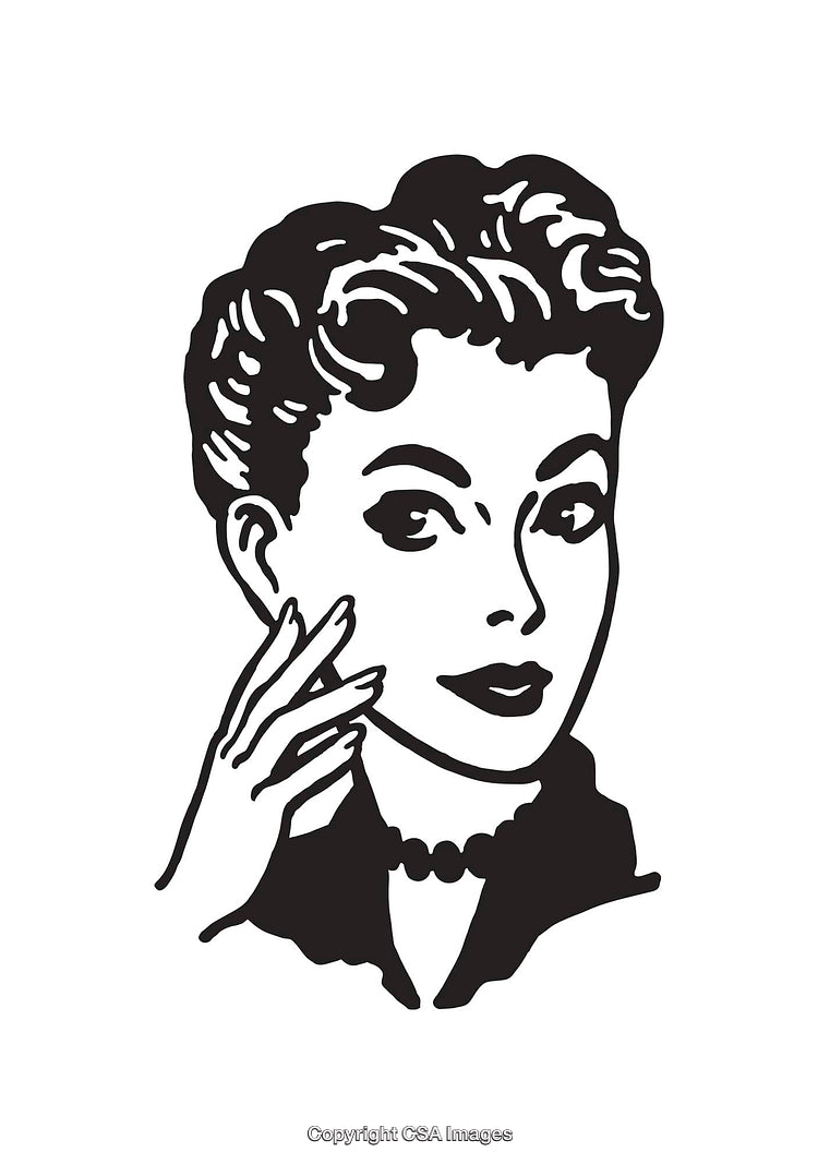 Retro Black and White Illustration of a Stylish Woman