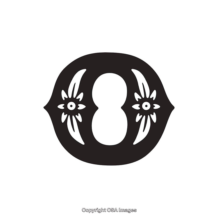 Intricate Black Decorative Letter O Design with Floral Patterns