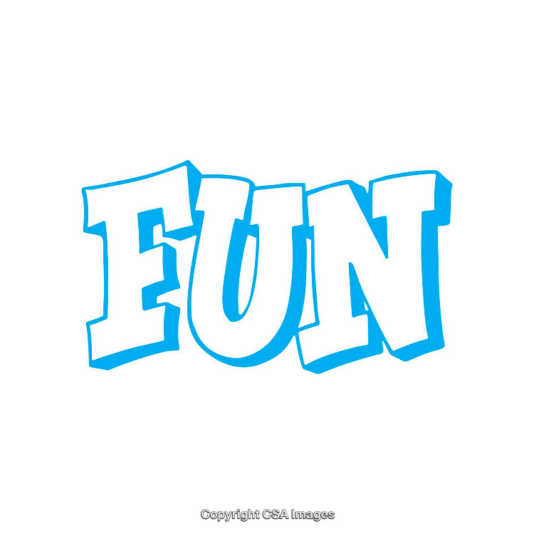 Bright Blue Fun Text Illustration on White Background
