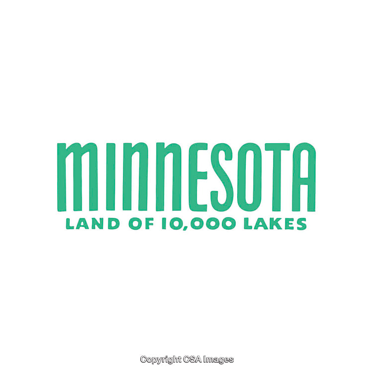 Minnesota Land of 10,000 Lakes Text in Green Typography