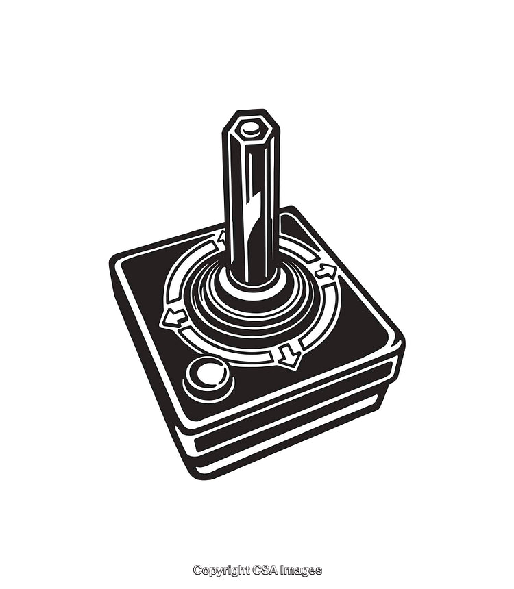 Vintage Joystick Line Art Illustration in Black and White Style